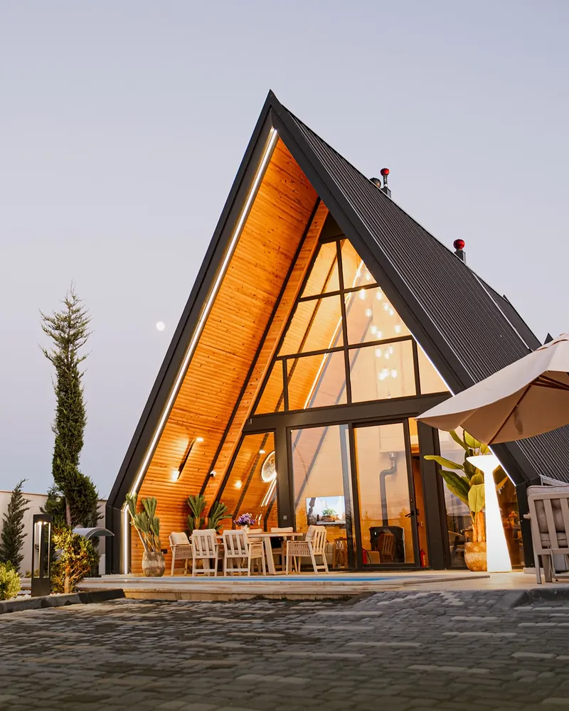 Kızılkaya bungalov iç mekân oturma alanı